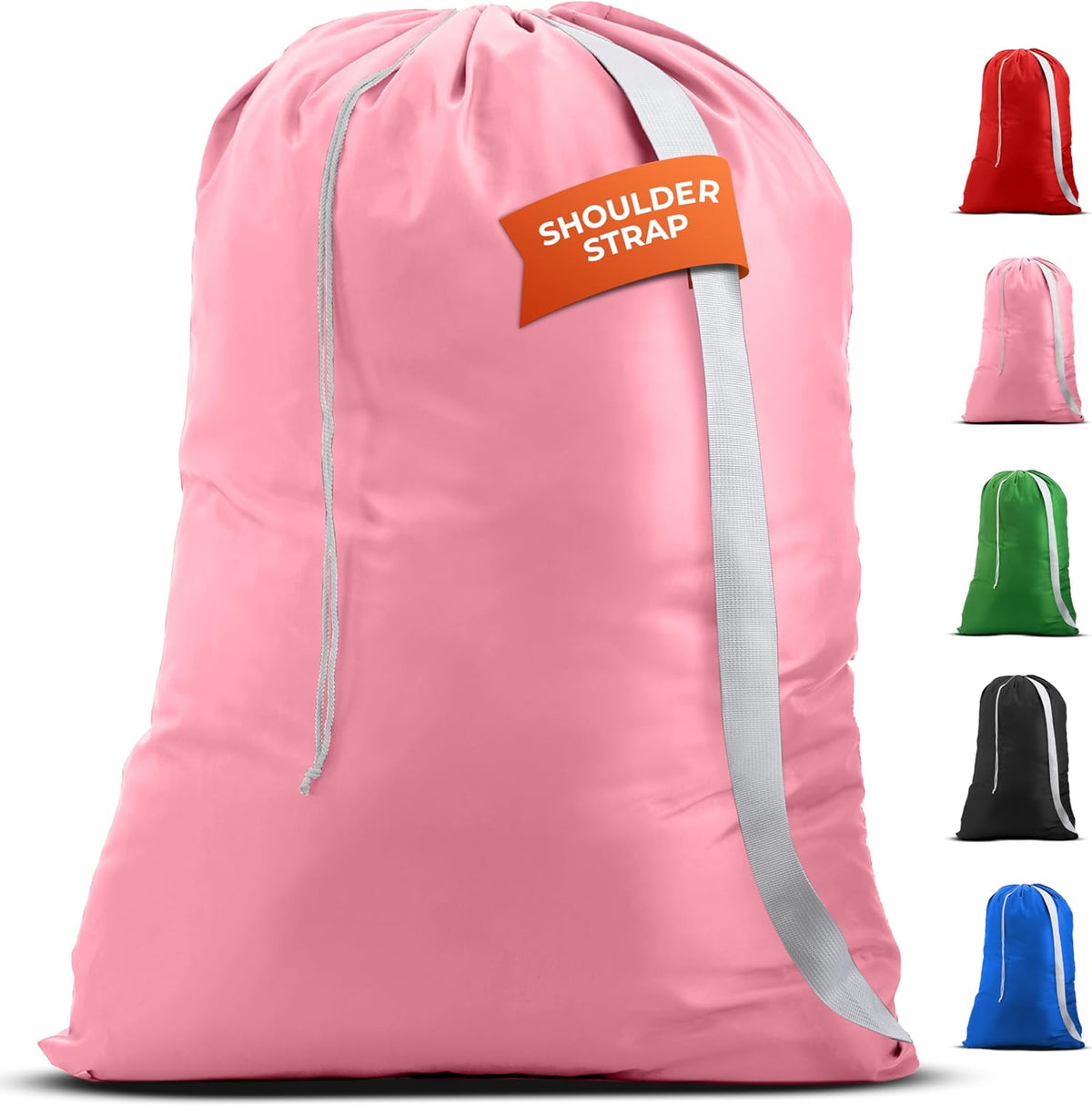 Bag Shoulder Strap Extra Large - Drawstring Locking Closure, Durable Material, Heavy Duty Stitching, Hands Free Carrying - Perfect College Dorm (Black, 30" x 40")