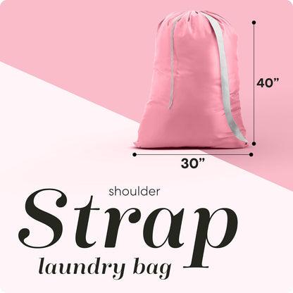 Bag Shoulder Strap Extra Large - Drawstring Locking Closure, Durable Material, Heavy Duty Stitching, Hands Free Carrying - Perfect College Dorm (Black, 30" x 40")