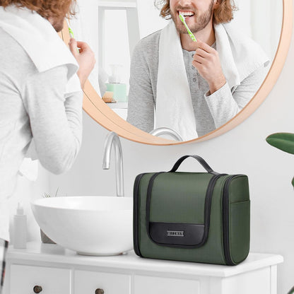 Toiletry Bag for Men Nylon Hanging Water-resistant Shaving Dopp Kit | With Dry-wet Separation Pocket, Multi-pockets for Organized Storage, Lightweight, For Travel, Bathroom, B690 Army Green