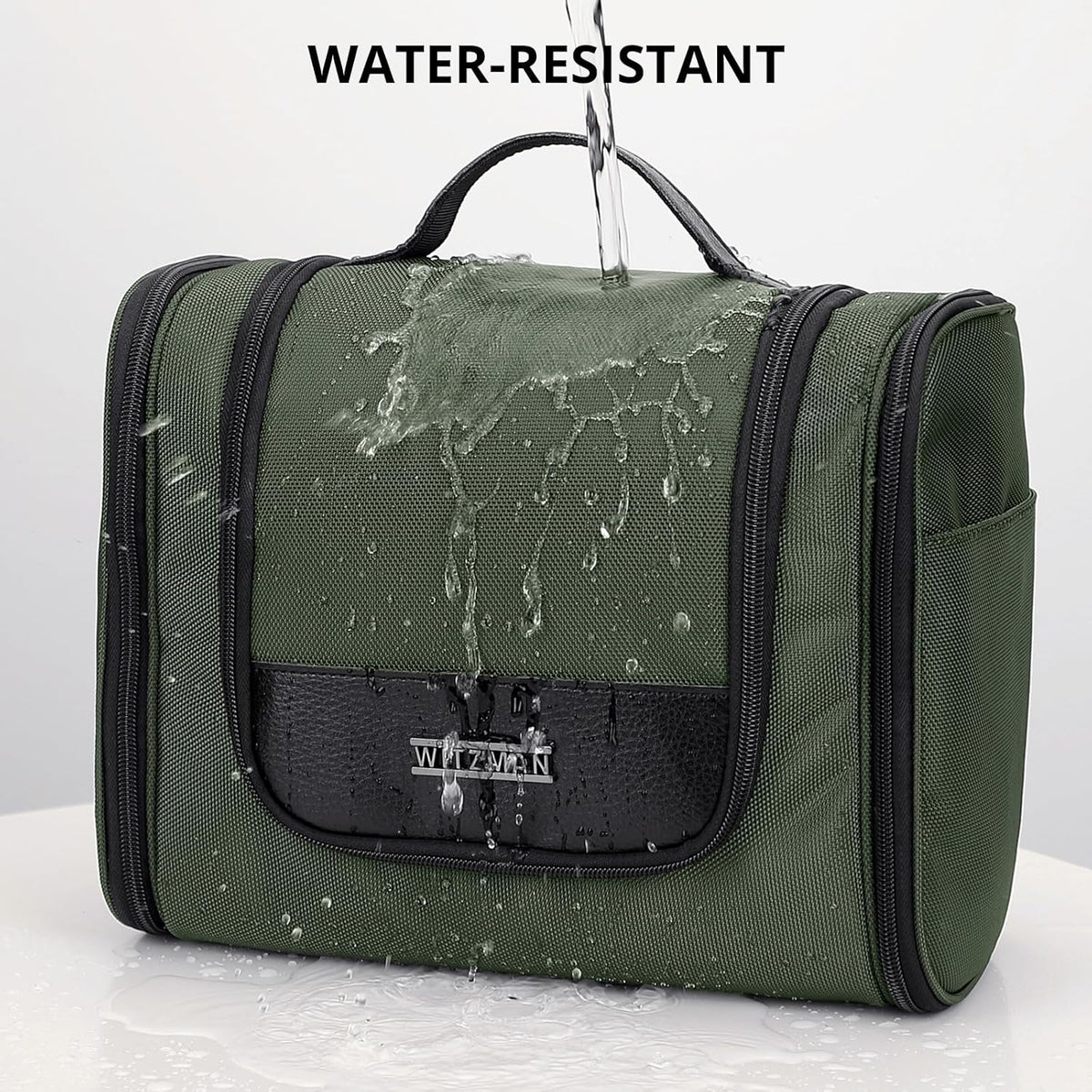 Toiletry Bag for Men Nylon Hanging Water-resistant Shaving Dopp Kit | With Dry-wet Separation Pocket, Multi-pockets for Organized Storage, Lightweight, For Travel, Bathroom, B690 Army Green