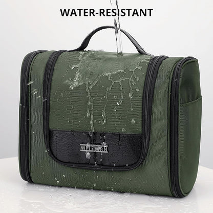 Toiletry Bag for Men Nylon Hanging Water-resistant Shaving Dopp Kit | With Dry-wet Separation Pocket, Multi-pockets for Organized Storage, Lightweight, For Travel, Bathroom, B690 Army Green