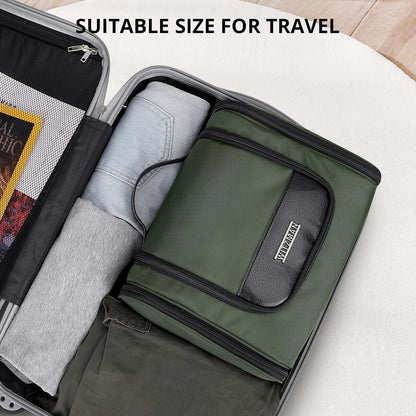 Toiletry Bag for Men Nylon Hanging Water-resistant Shaving Dopp Kit | With Dry-wet Separation Pocket, Multi-pockets for Organized Storage, Lightweight, For Travel, Bathroom, B690 Army Green