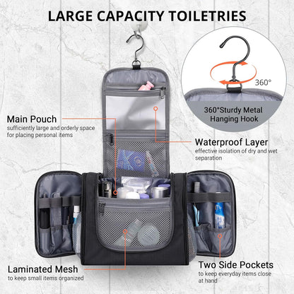 Toiletry Bag for Men Nylon Hanging Water-resistant Shaving Dopp Kit | With Dry-wet Separation Pocket, Multi-pockets for Organized Storage, Lightweight, For Travel, Bathroom, B690 Army Green