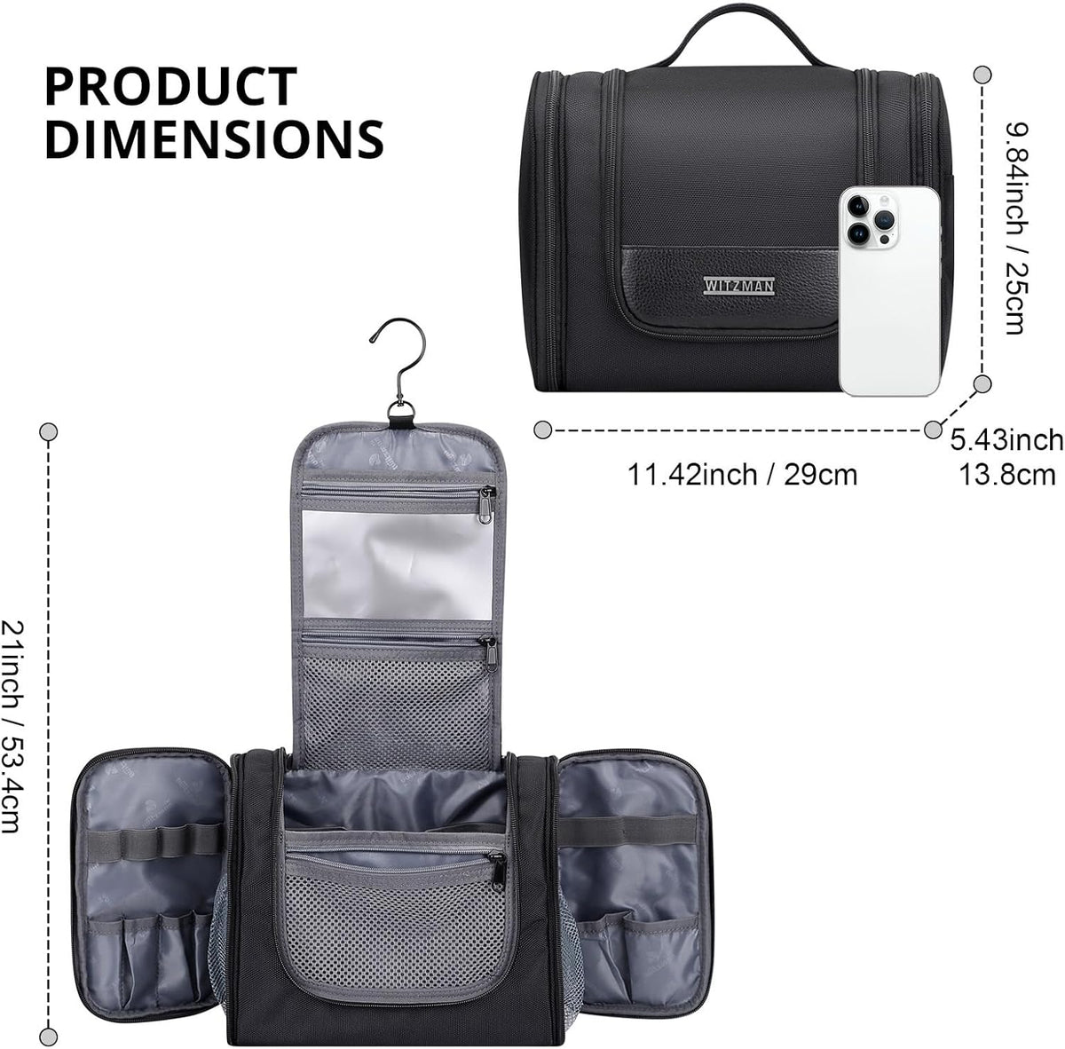 Toiletry Bag for Men Nylon Hanging Water-resistant Shaving Dopp Kit | With Dry-wet Separation Pocket, Multi-pockets for Organized Storage, Lightweight, For Travel, Bathroom, B690 Army Green
