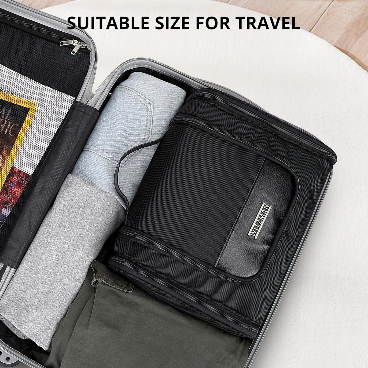 Toiletry Bag for Men Nylon Hanging Water-resistant Shaving Dopp Kit | With Dry-wet Separation Pocket, Multi-pockets for Organized Storage, Lightweight, For Travel, Bathroom, B690 Army Green