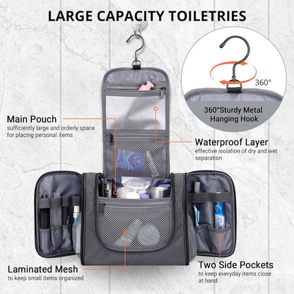 Toiletry Bag for Men Nylon Hanging Water-resistant Shaving Dopp Kit | With Dry-wet Separation Pocket, Multi-pockets for Organized Storage, Lightweight, For Travel, Bathroom, B690 Army Green