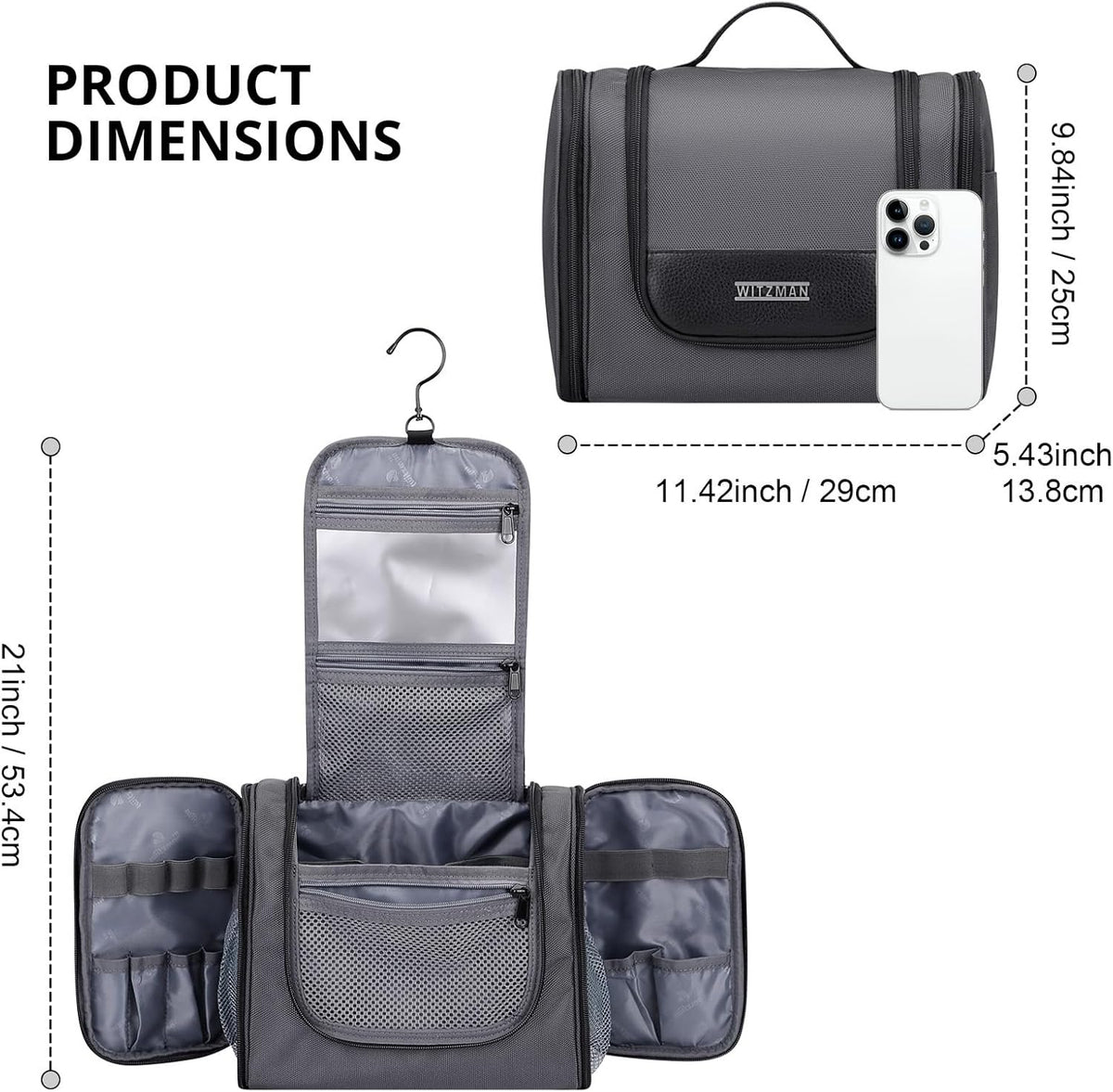 Toiletry Bag for Men Nylon Hanging Water-resistant Shaving Dopp Kit | With Dry-wet Separation Pocket, Multi-pockets for Organized Storage, Lightweight, For Travel, Bathroom, B690 Army Green