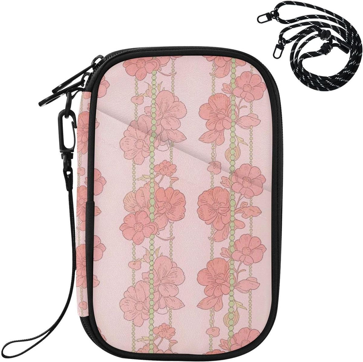 Travel Doc Organizer 8.26×5.51×1.18 In | Polyester Oxford Sturdy Shape Multi-Way Carry for Men Women Vacation Coral Plumeria Vine