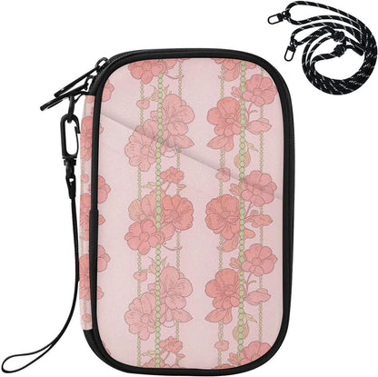 Travel Doc Organizer 8.26×5.51×1.18 In | Polyester Oxford Sturdy Shape Multi-Way Carry for Men Women Vacation Coral Plumeria Vine