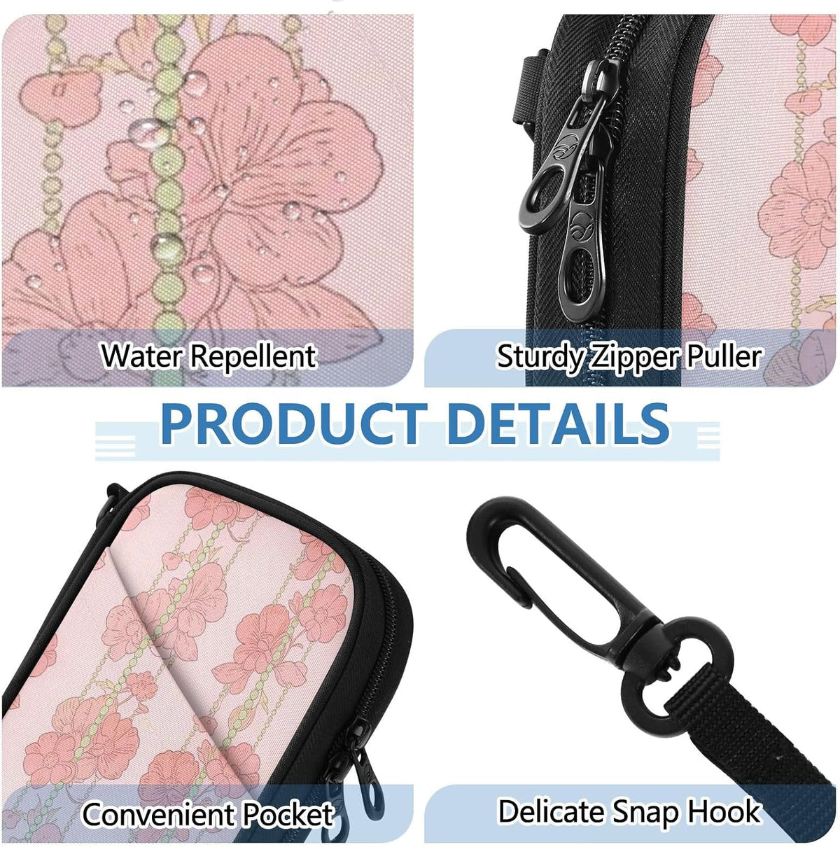 Travel Doc Organizer 8.26×5.51×1.18 In | Polyester Oxford Sturdy Shape Multi-Way Carry for Men Women Vacation Coral Plumeria Vine