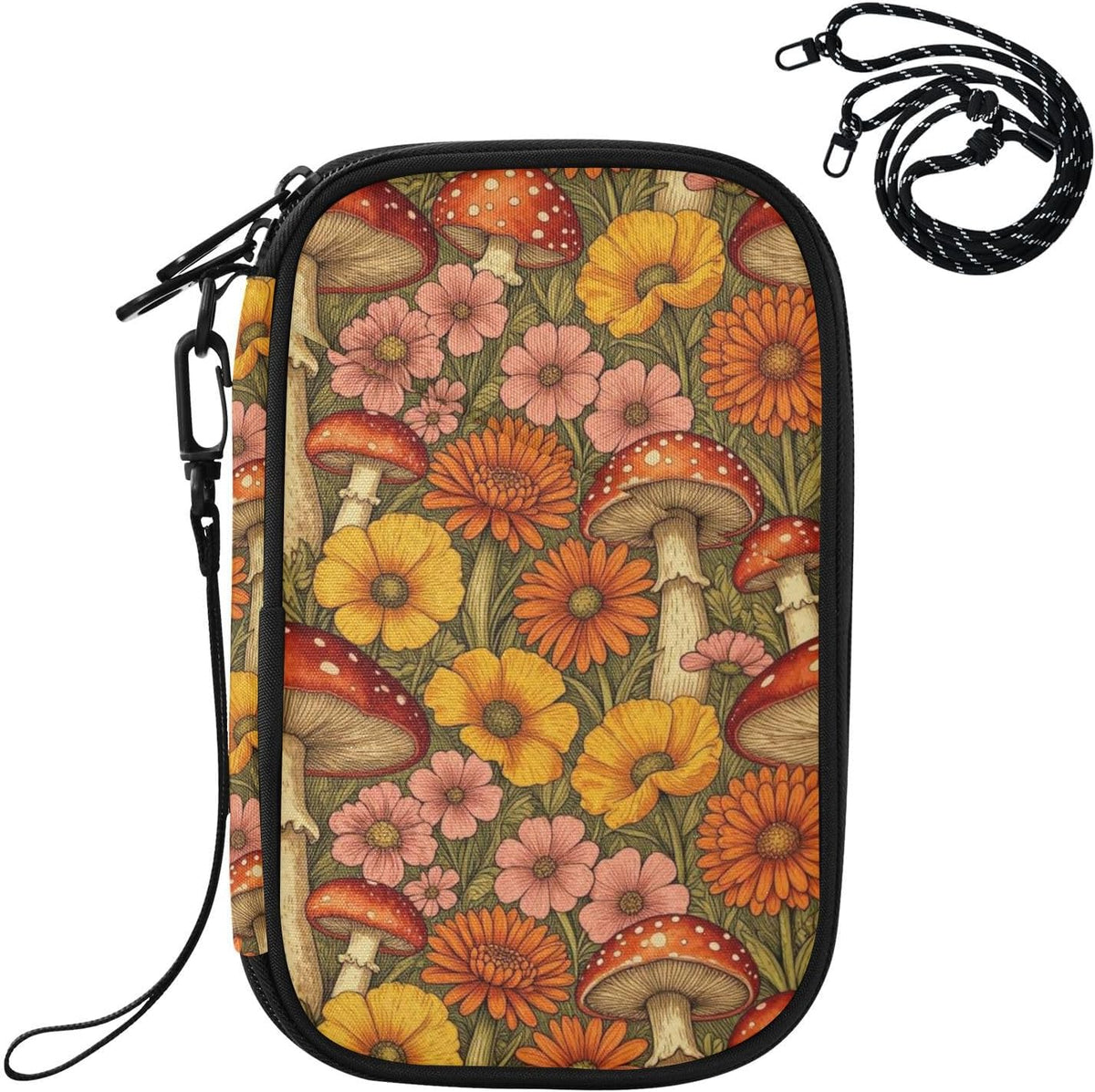 Travel Doc Organizer 8.26×5.51×1.18 In | Polyester Oxford Sturdy Shape Multi-Way Carry for Men Women Vacation Coral Plumeria Vine
