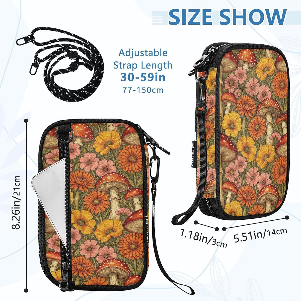 Travel Doc Organizer 8.26×5.51×1.18 In | Polyester Oxford Sturdy Shape Multi-Way Carry for Men Women Vacation Coral Plumeria Vine