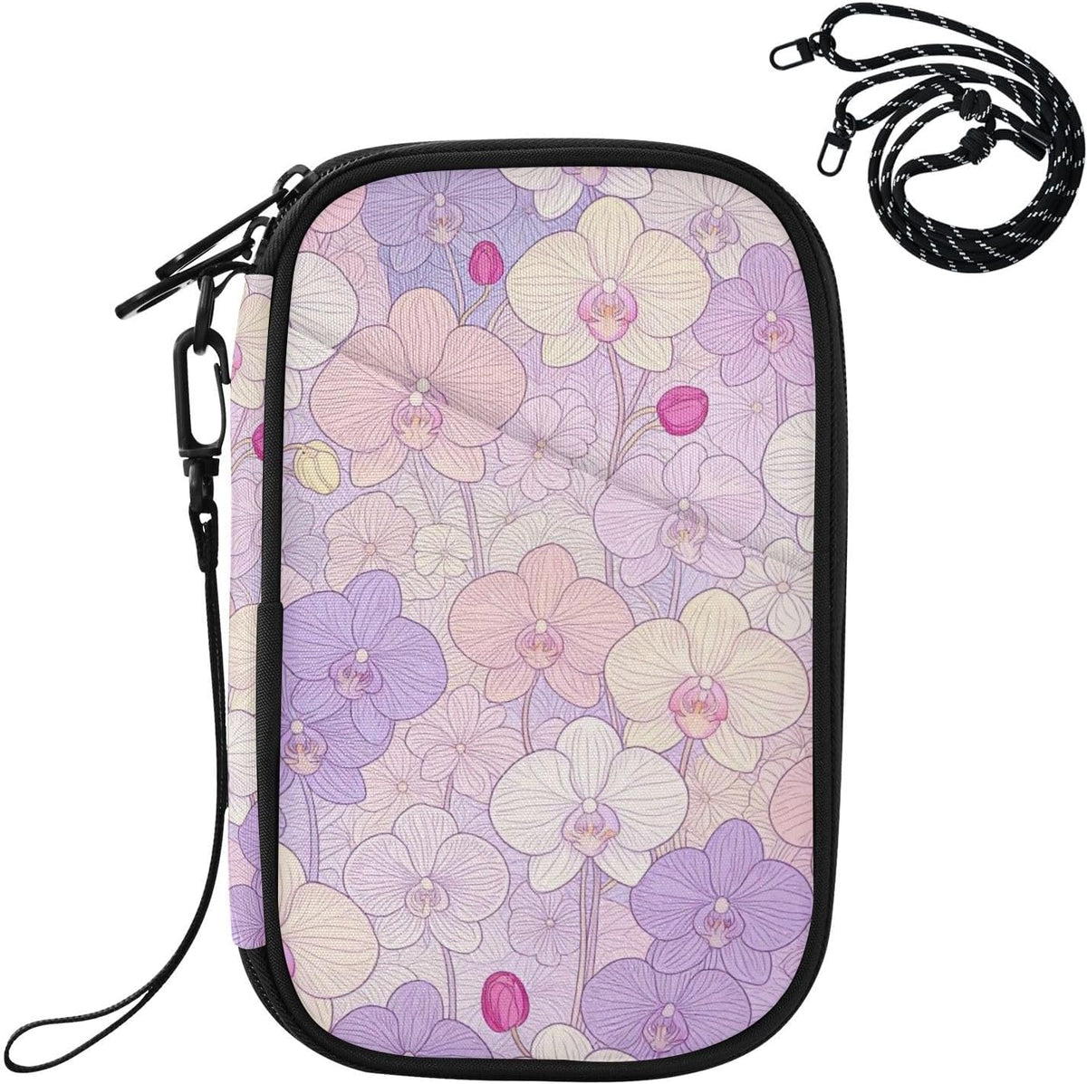 Travel Doc Organizer 8.26×5.51×1.18 In | Polyester Oxford Sturdy Shape Multi-Way Carry for Men Women Vacation Coral Plumeria Vine