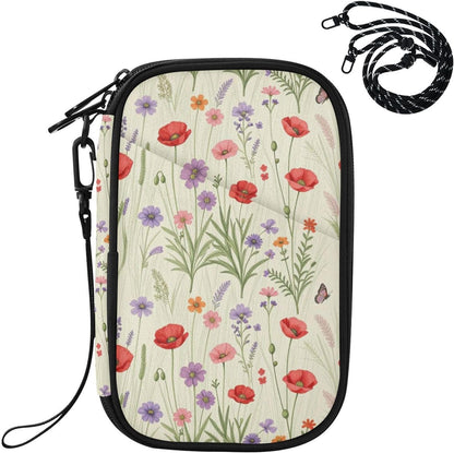 Travel Doc Organizer 8.26×5.51×1.18 In | Polyester Oxford Sturdy Shape Multi-Way Carry for Men Women Vacation Coral Plumeria Vine