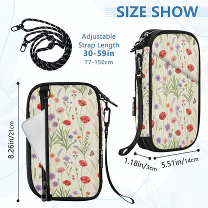 Travel Doc Organizer 8.26×5.51×1.18 In | Polyester Oxford Sturdy Shape Multi-Way Carry for Men Women Vacation Coral Plumeria Vine