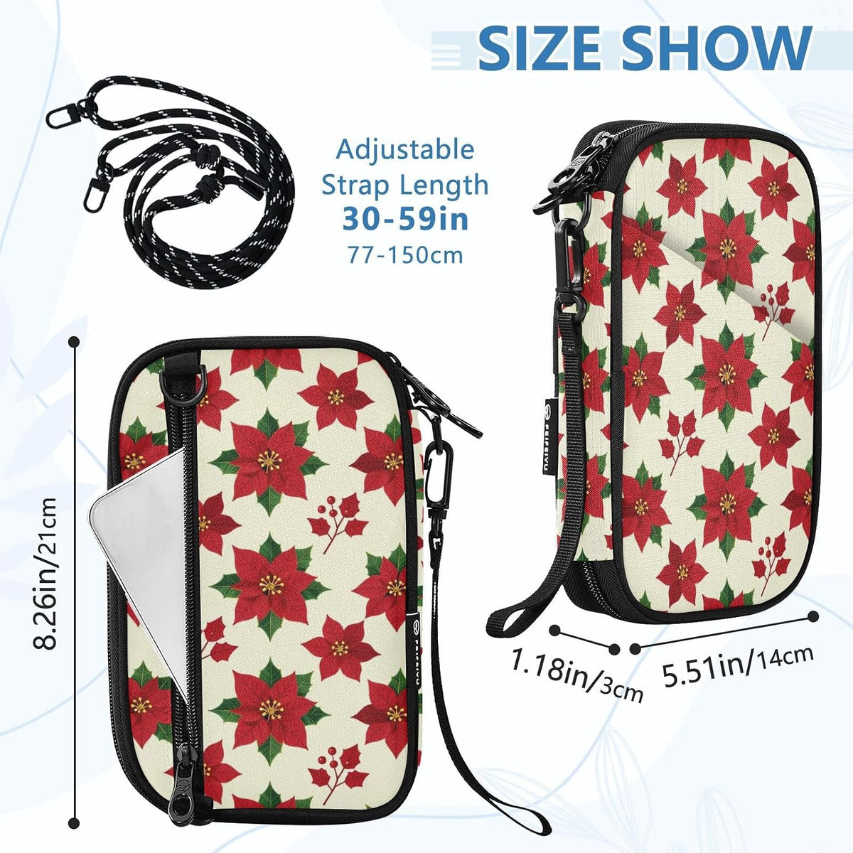 Travel Doc Organizer 8.26×5.51×1.18 In | Polyester Oxford Sturdy Shape Multi-Way Carry for Men Women Vacation Coral Plumeria Vine