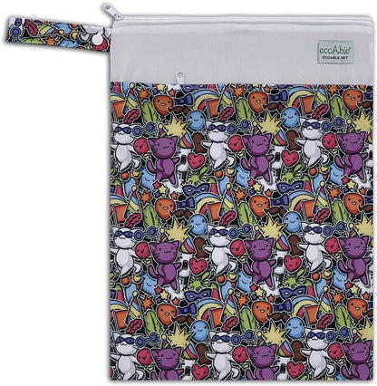 Wet Dry Bag: 12x14 Travel Organizer for Diapers, Toiletries, Laundry, Beach, Pool, Stroller, Dirty Gym Clothes, Swimsuits (Lemon)