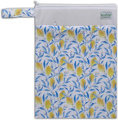 Wet Dry Bag: 12x14 Travel Organizer for Diapers, Toiletries, Laundry, Beach, Pool, Stroller, Dirty Gym Clothes, Swimsuits (Lemon)