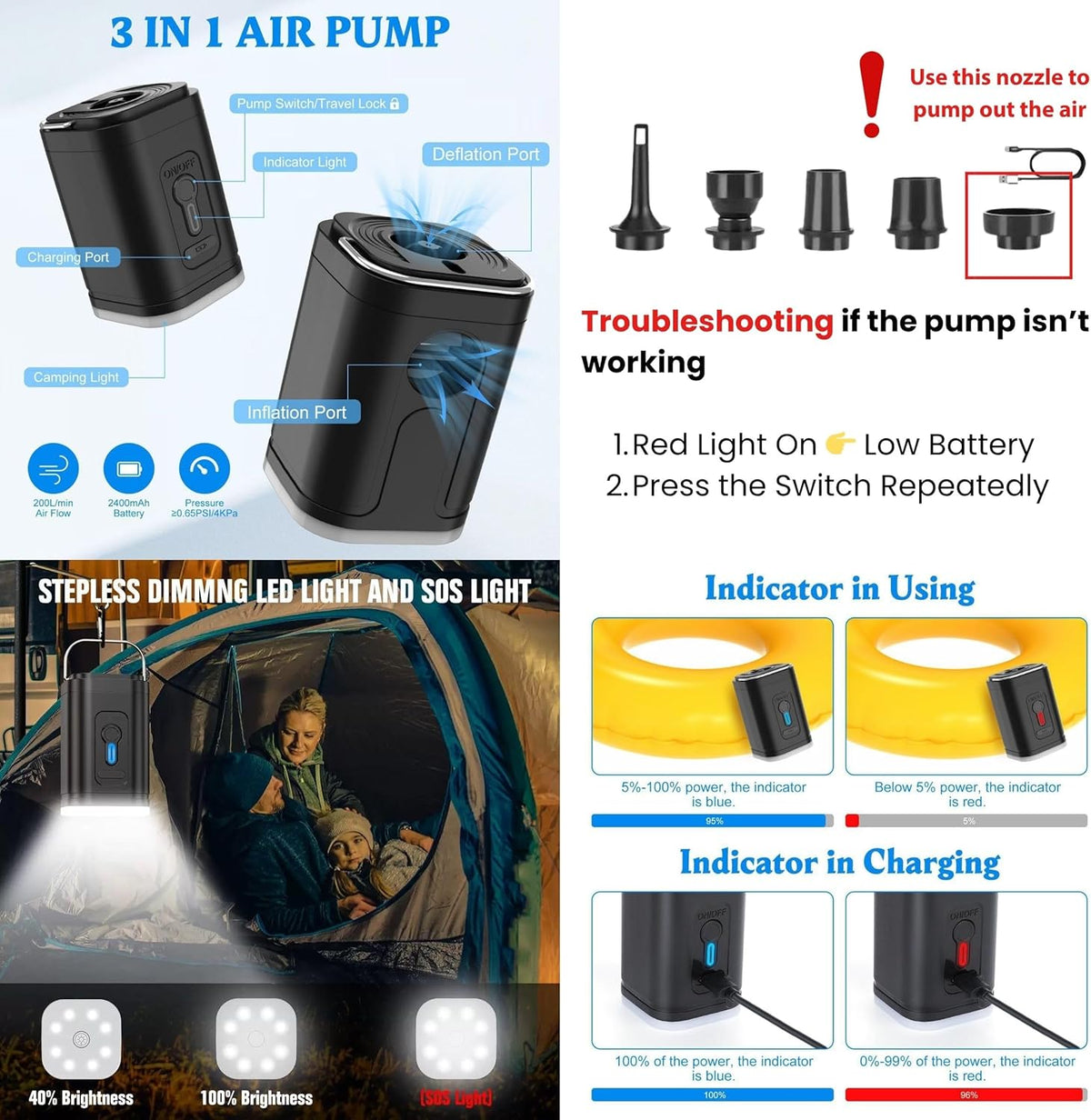 Vacuum Backpack Travel with Pump, 60L Expandable Airbag Travel Backpack, Travel Backpack with Vacuum System, TSA Lock, USB Charging Port, Water Resistant