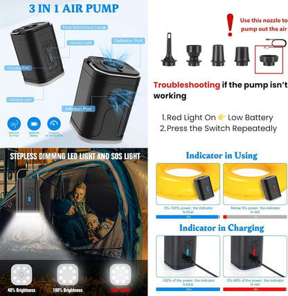 Vacuum Backpack Travel with Pump, 60L Expandable Airbag Travel Backpack, Travel Backpack with Vacuum System, TSA Lock, USB Charging Port, Water Resistant