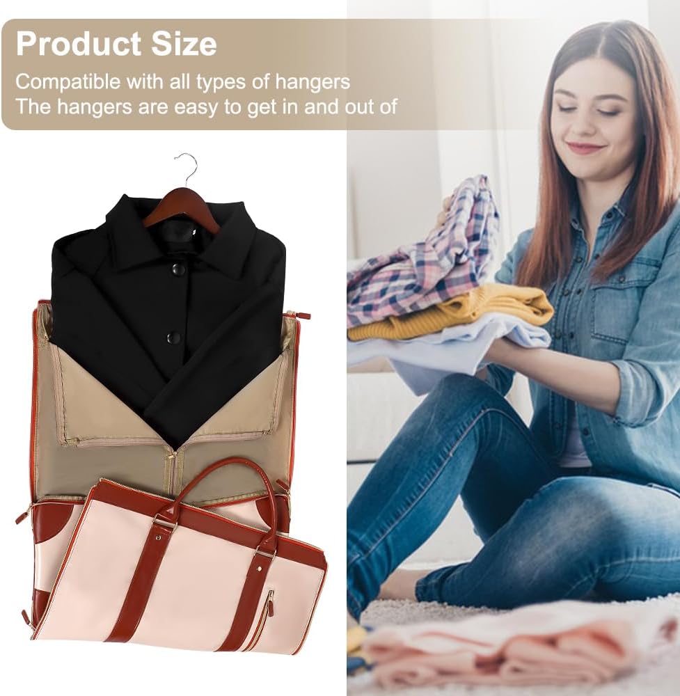 Convertible Garment Bag for Travel, 45L Carry On Garment Duffle Bag for Men Women with Shoe Compartment & Shoulder Strap, PU Leather, 2 in 1 Hanging Suitcase Suit Bags Weekender Overnight Bags Pink