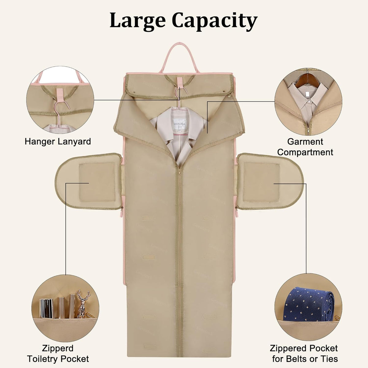Convertible Garment Bag for Travel, 45L Carry On Garment Duffle Bag for Men Women with Shoe Compartment & Shoulder Strap, PU Leather, 2 in 1 Hanging Suitcase Suit Bags Weekender Overnight Bags Pink