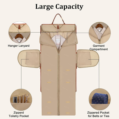 Convertible Garment Bag for Travel, 45L Carry On Garment Duffle Bag for Men Women with Shoe Compartment & Shoulder Strap, PU Leather, 2 in 1 Hanging Suitcase Suit Bags Weekender Overnight Bags Pink