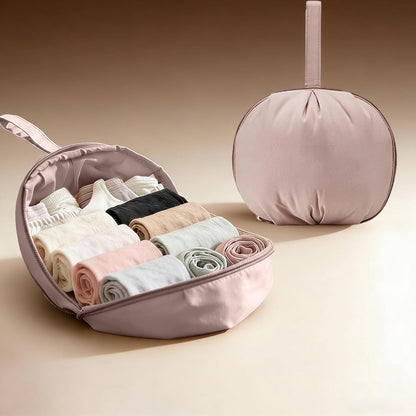 Lingerie Storage Bag Set, Waterproof and Foldable, Multi-compartment Storage Bag, Portable Bra Bag for Travel and Home (White+Pink)