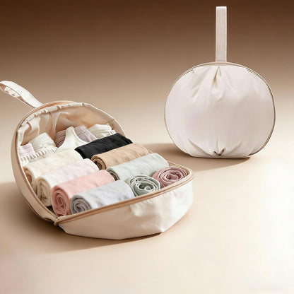 Lingerie Storage Bag Set, Waterproof and Foldable, Multi-compartment Storage Bag, Portable Bra Bag for Travel and Home (White+Pink)