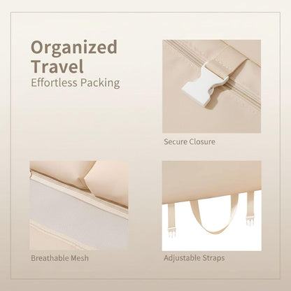 Travel Hanging Organizer, 6-in-1 Closet Suitcase with Multi-Layer Pockets, Portable Packing Cubes For Travel to Neatly Store Clothes and Underwear in Beige, 8.3x6.7x2 in