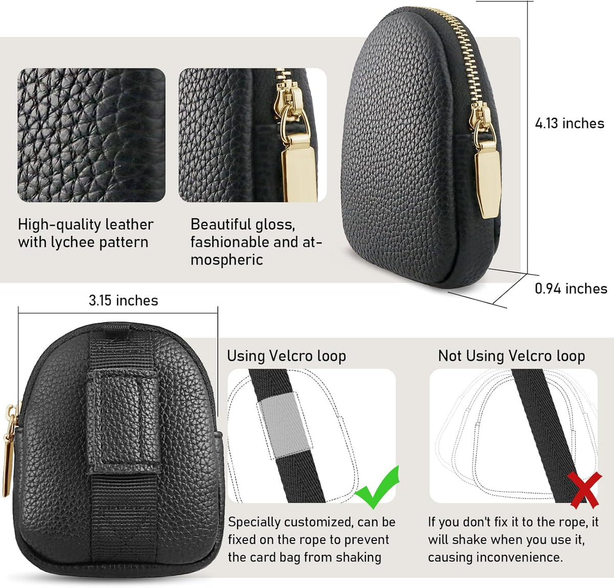 Adjustable Clip and Go Strap with Zippered Pouch Phone Lanyard Crossbody With Wallet for Shopping&Travel Anti-Theft Phone Strap with 1*clasp 2* Clear Lanyard Tether Tabs(Khaki)