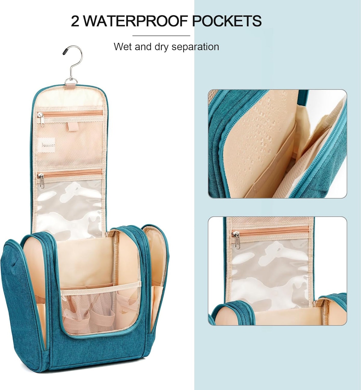 Travel Hanging Toiletry Bag for Women and Men, 6 Organizer Compartments, Holds Full Size Bottles, Extra Large Cosmetic Accessories, Makeup essentials, Bathroom Water-resistant Toiletries Bag, Black