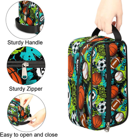 Travel Toiletry Bag for Boys Kids - Yellow Basketball Waterproof Hanging Cosmetic Hygiene Bags Lightweight Large Shave Kit for Toiletries Accessories Bathroom Stuff, Gifts for Men