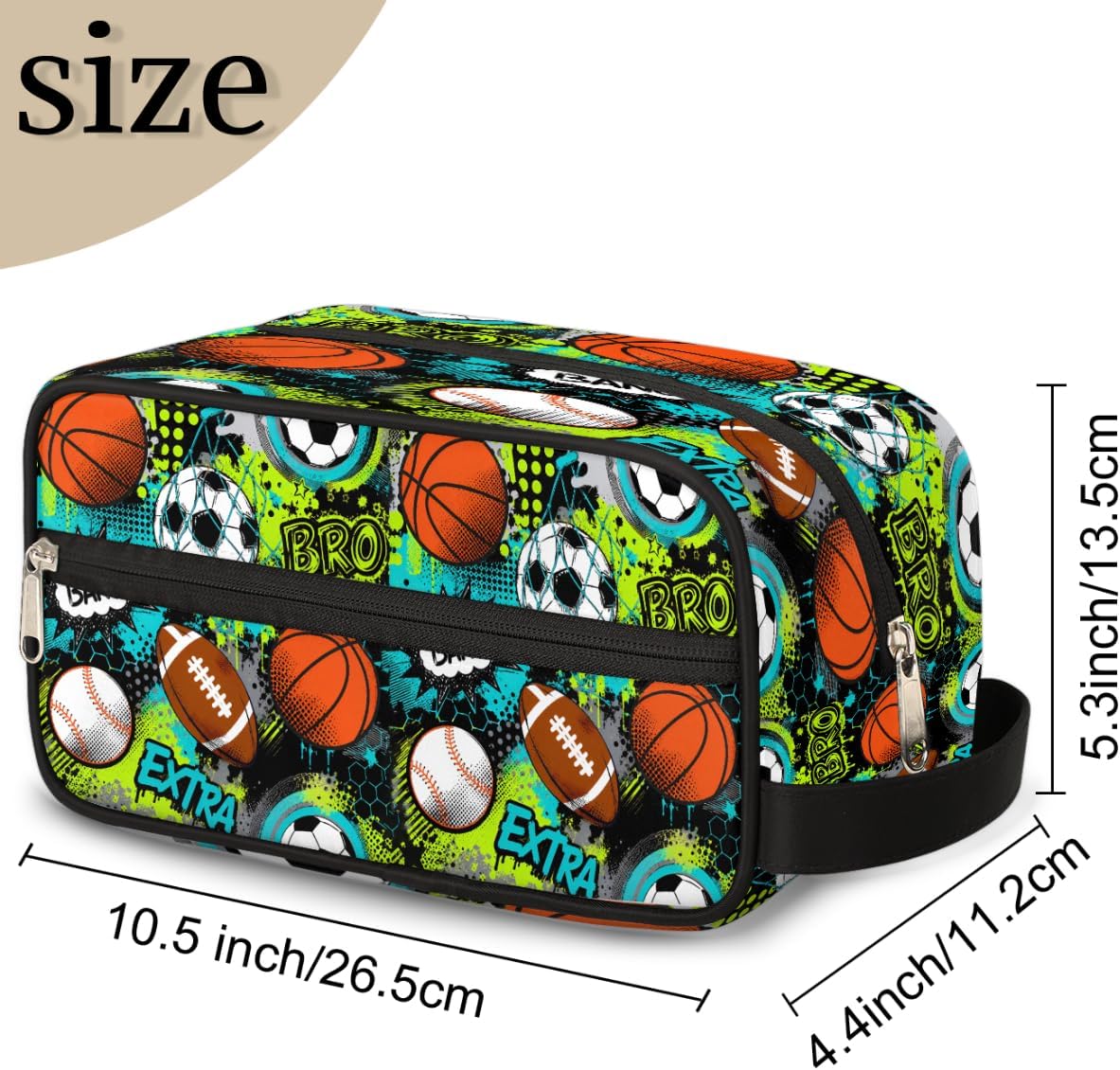 Travel Toiletry Bag for Boys Kids - Yellow Basketball Waterproof Hanging Cosmetic Hygiene Bags Lightweight Large Shave Kit for Toiletries Accessories Bathroom Stuff, Gifts for Men