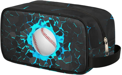 Travel Toiletry Bag for Boys Kids - Yellow Basketball Waterproof Hanging Cosmetic Hygiene Bags Lightweight Large Shave Kit for Toiletries Accessories Bathroom Stuff, Gifts for Men