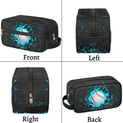 Travel Toiletry Bag for Boys Kids - Yellow Basketball Waterproof Hanging Cosmetic Hygiene Bags Lightweight Large Shave Kit for Toiletries Accessories Bathroom Stuff, Gifts for Men