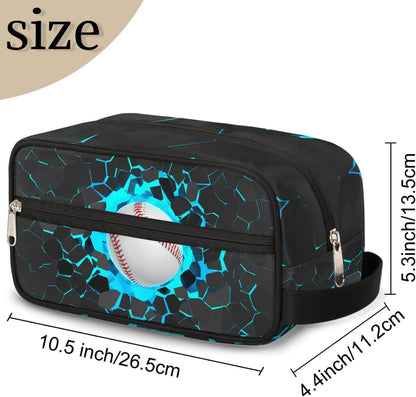 Travel Toiletry Bag for Boys Kids - Yellow Basketball Waterproof Hanging Cosmetic Hygiene Bags Lightweight Large Shave Kit for Toiletries Accessories Bathroom Stuff, Gifts for Men