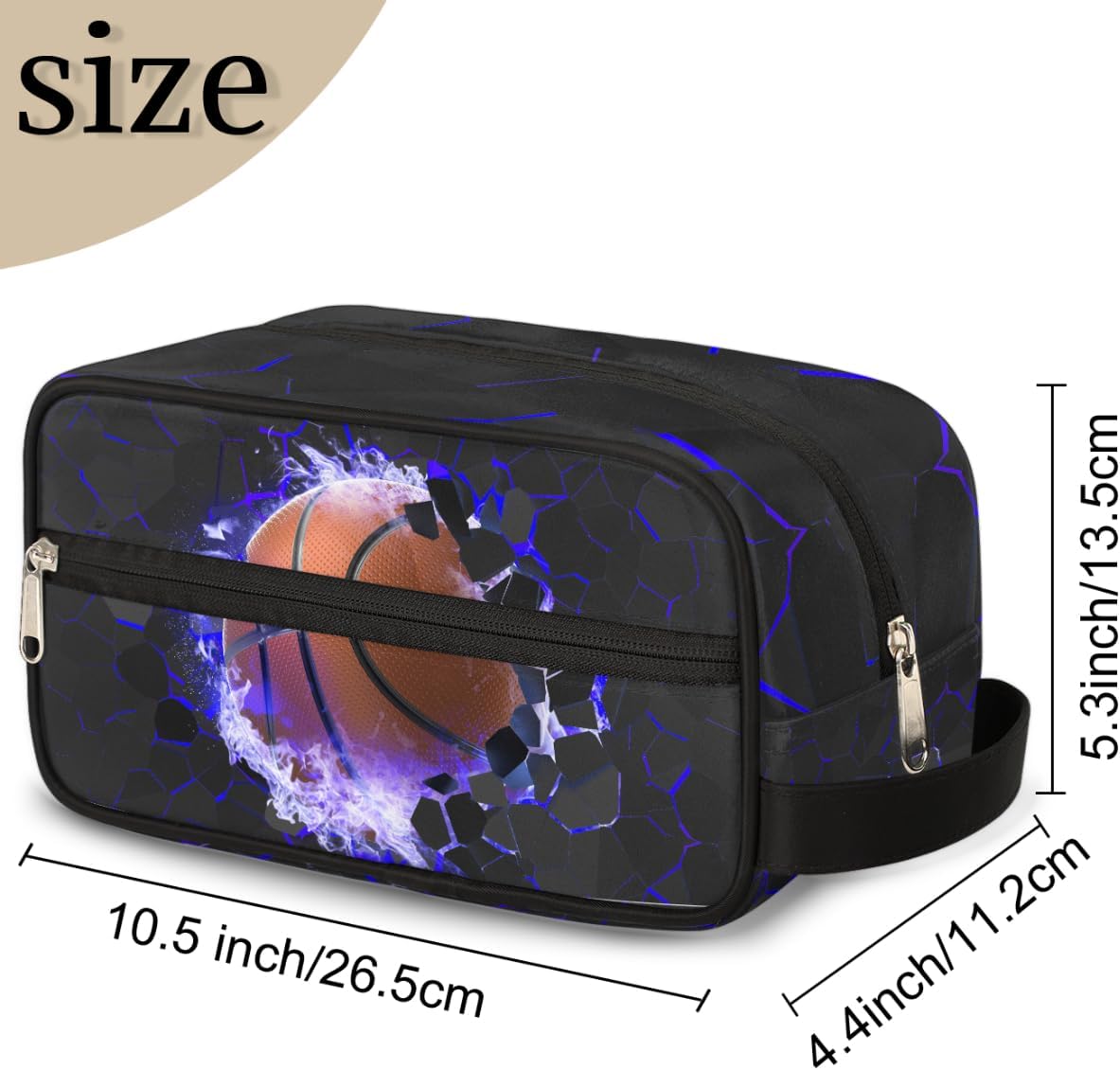 Travel Toiletry Bag for Boys Kids - Yellow Basketball Waterproof Hanging Cosmetic Hygiene Bags Lightweight Large Shave Kit for Toiletries Accessories Bathroom Stuff, Gifts for Men