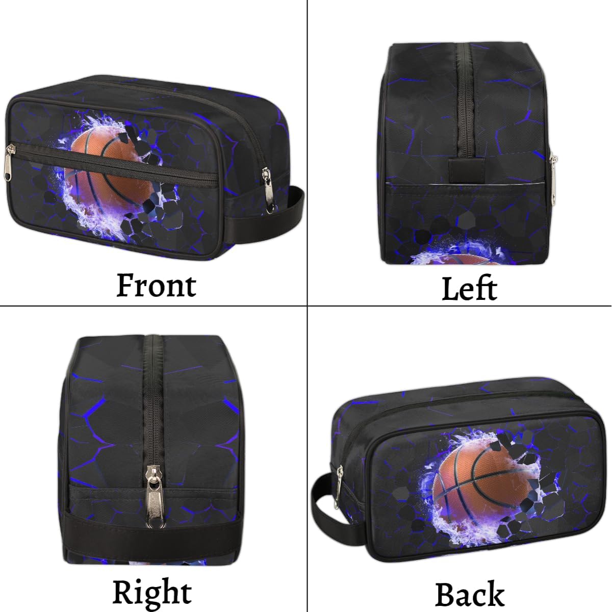 Travel Toiletry Bag for Boys Kids - Yellow Basketball Waterproof Hanging Cosmetic Hygiene Bags Lightweight Large Shave Kit for Toiletries Accessories Bathroom Stuff, Gifts for Men