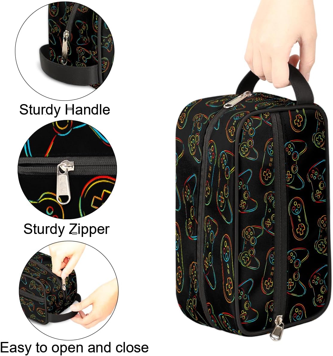 Travel Toiletry Bag for Boys Kids - Yellow Basketball Waterproof Hanging Cosmetic Hygiene Bags Lightweight Large Shave Kit for Toiletries Accessories Bathroom Stuff, Gifts for Men