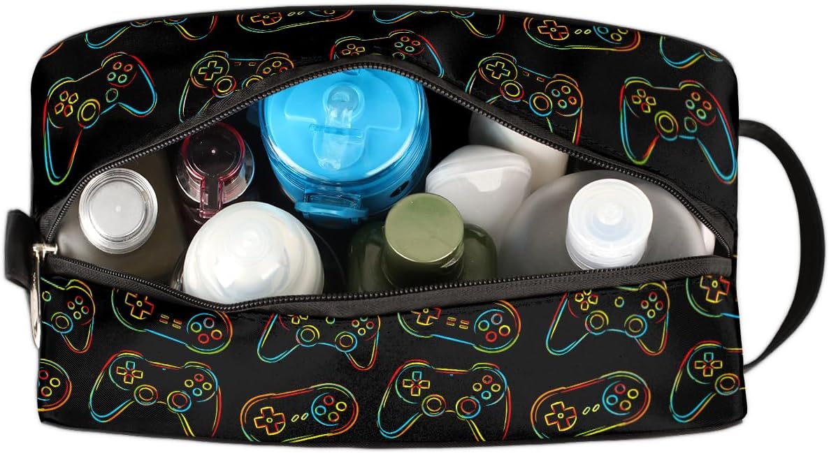 Travel Toiletry Bag for Boys Kids - Yellow Basketball Waterproof Hanging Cosmetic Hygiene Bags Lightweight Large Shave Kit for Toiletries Accessories Bathroom Stuff, Gifts for Men