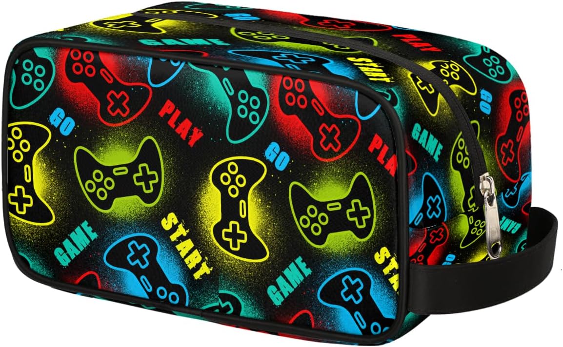 Travel Toiletry Bag for Boys Kids - Yellow Basketball Waterproof Hanging Cosmetic Hygiene Bags Lightweight Large Shave Kit for Toiletries Accessories Bathroom Stuff, Gifts for Men
