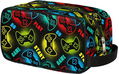 Travel Toiletry Bag for Boys Kids - Yellow Basketball Waterproof Hanging Cosmetic Hygiene Bags Lightweight Large Shave Kit for Toiletries Accessories Bathroom Stuff, Gifts for Men