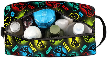 Travel Toiletry Bag for Boys Kids - Yellow Basketball Waterproof Hanging Cosmetic Hygiene Bags Lightweight Large Shave Kit for Toiletries Accessories Bathroom Stuff, Gifts for Men
