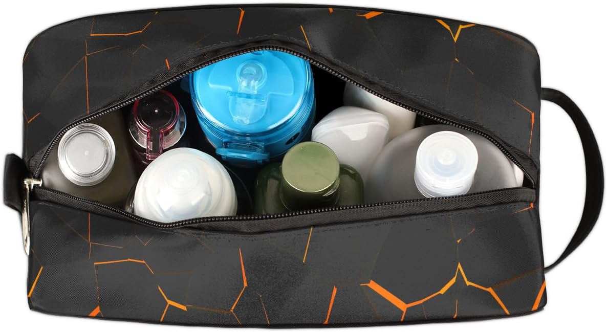 Travel Toiletry Bag for Boys Kids - Yellow Basketball Waterproof Hanging Cosmetic Hygiene Bags Lightweight Large Shave Kit for Toiletries Accessories Bathroom Stuff, Gifts for Men