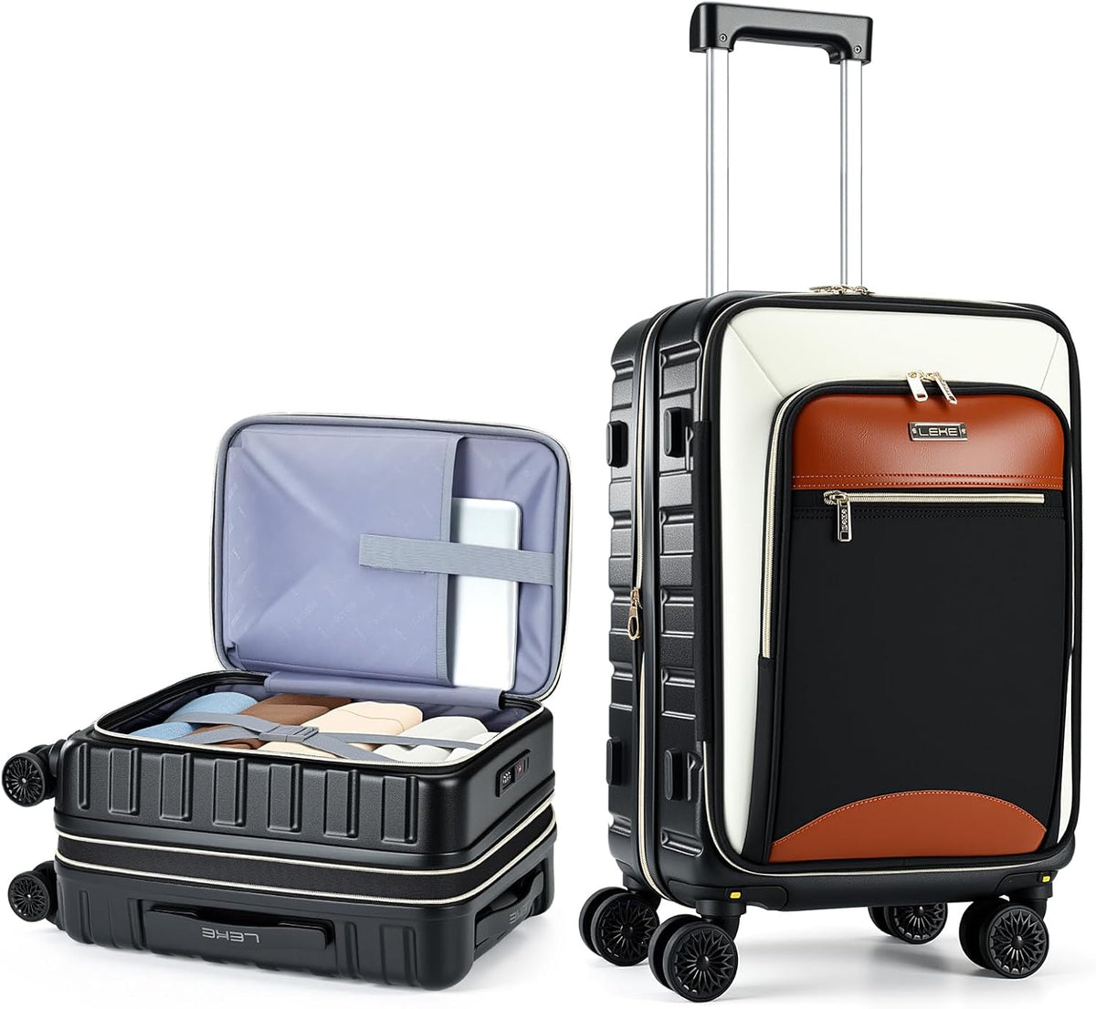 20 Inch Carry on Luggage Airline Approved 22x14x9 for Women Men | Expandable Hardside Suitcase, Detachable Spinner Wheels, Front Business Pockets Carry on Suitcase for Women Men with TSA Lock