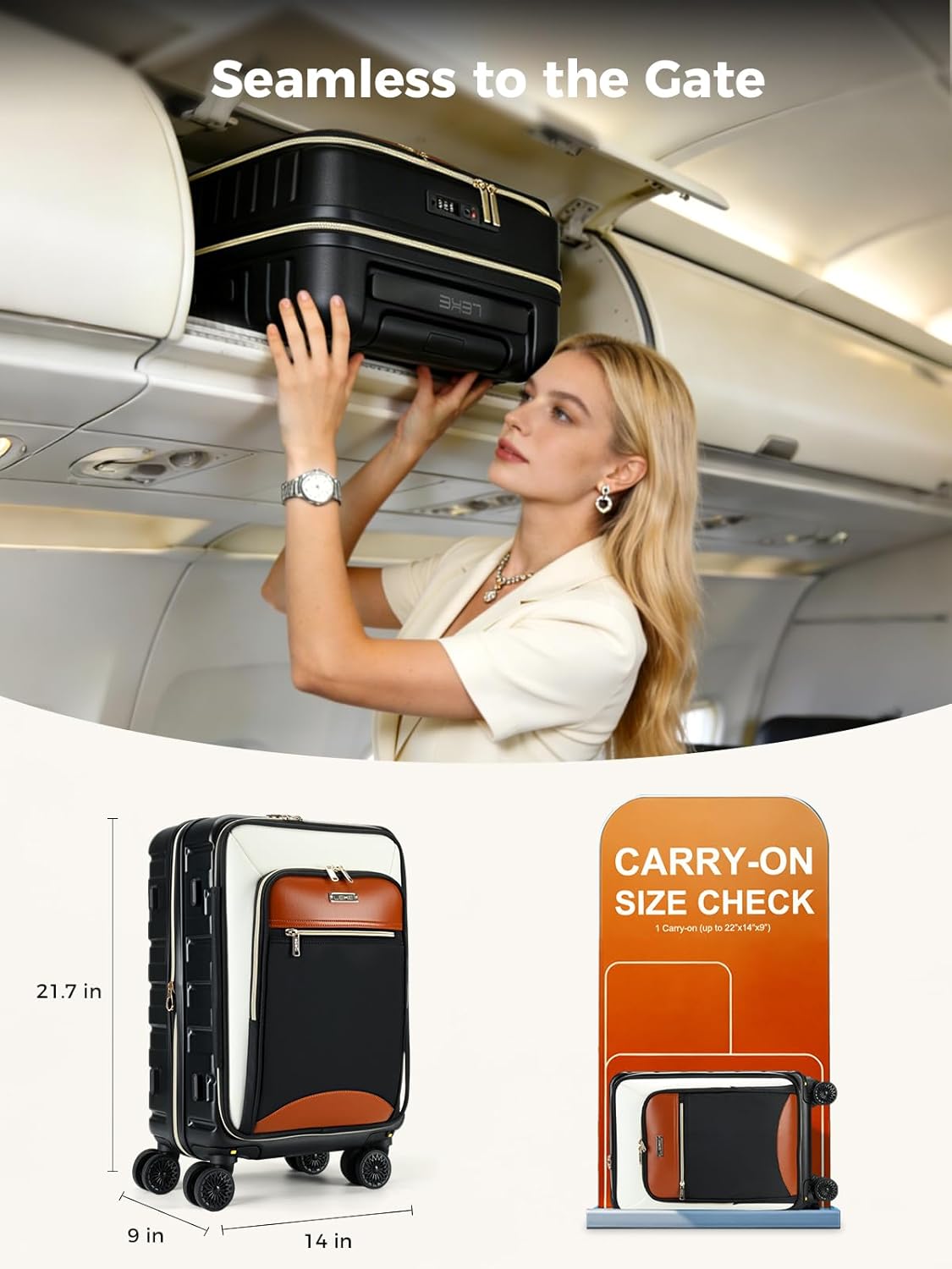 20 Inch Carry on Luggage Airline Approved 22x14x9 for Women Men | Expandable Hardside Suitcase, Detachable Spinner Wheels, Front Business Pockets Carry on Suitcase for Women Men with TSA Lock