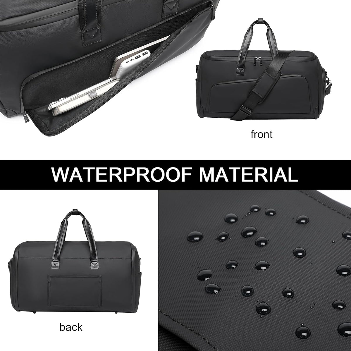 Convertible Garment Bag for Travel, Carry on Garment Waterproof Suit Duffle Bag with Shoe Compartment - 3 in 1 Travel Garment Bag for Men Women
