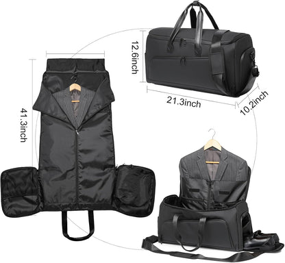 Convertible Garment Bag for Travel, Carry on Garment Waterproof Suit Duffle Bag with Shoe Compartment - 3 in 1 Travel Garment Bag for Men Women