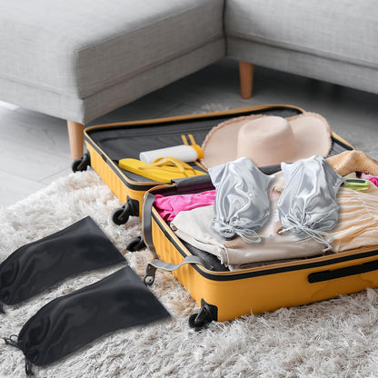 20 Pcs Shoe Bags for Travel 17.7 x 7.9 Inch Satin Shoe Bag with Drawstring for Packing in Suitcase Protecting Single Pouch Travel Dust Bags Storage Men Women, Black, Grey